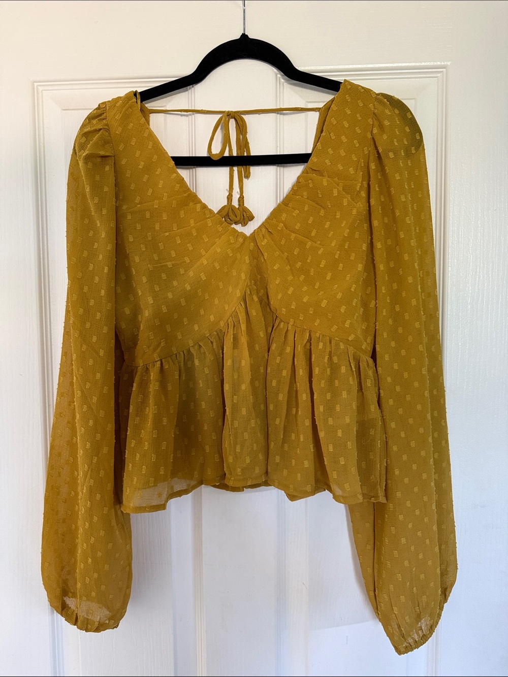 Anthropologie Mustard Tie-Back Blouse size small. NWT